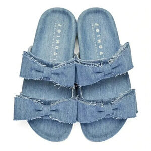 Joshua*S Sanders Women's Light Denim Knot Slides Sandals Size 37 IT (MSRP $272)